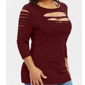Wine colored Shredded Top